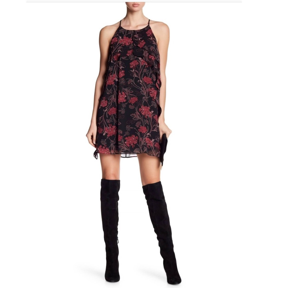 BCBG NWT Ruffle Floral Print Chiffon Dress